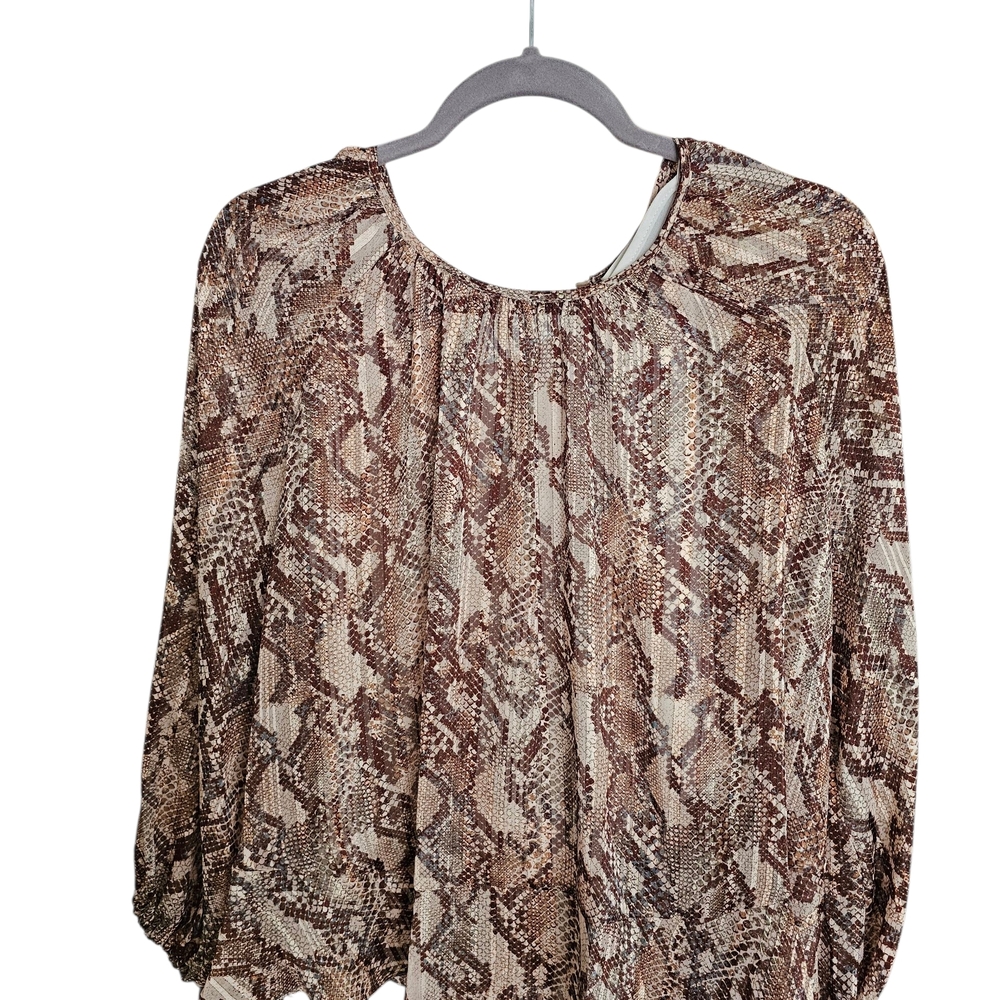 Parker Brown and Tan Snake Print Blouse - Picture 4 of 7
